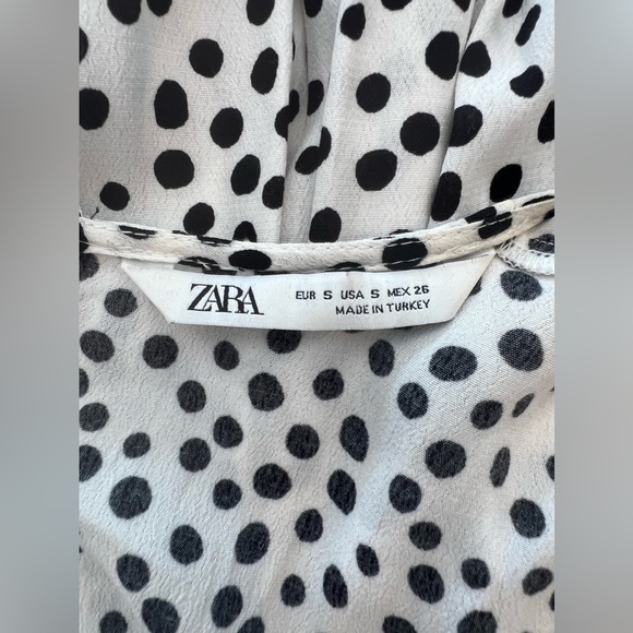 Zara Black White Polka Dot Tiered Midi Dress - Picture 5 of 5